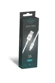 Кабель Lightning 8-pin(m)-USB 2.0(Am), 3A, 1м, белый Exployd Flow EX-K-1274 (EX-K-1274)