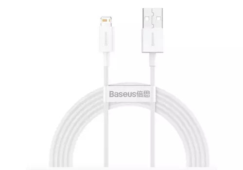 Кабель Lightning 8-pin-USB, экранированный, 2.4A быстрая зарядка, 25см, белый Baseus Superior Series (CALYS-02)