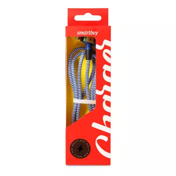 Кабель Lightning 8-pin(m)-USB 2.0(Am), экранированный, 2A, 1м, голубой Smartbuy SOCKS L-TYPE (iK-512NSL-NBblue)