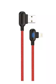 Кабель Lightning 8-pin(m)-USB 2.0(Am), угловой, 2A, 1м, красный Exployd (EX-K-533)