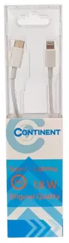 Кабель Lightning 8-pin(m)-USB 2.0 Type-C(m), 1A, 20см, белый Continent (DCI-2109WT )