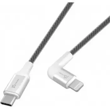 Кабель Lightning 8-pin(m)-USB Type-C(m), угловой, 1.2м, белый j5create (JALC15W)