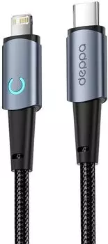 Кабель Lightning 8-pin-USB Type-C, 3А, 1.2 м, серый, Deppa Moon Series 72522 (72522)