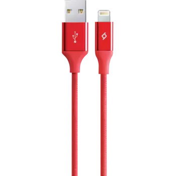 Кабель Lightning 8pin-USB, TTEC, 1.2m, красный, Нейлоновая оплетка кабеля (2DK16K)