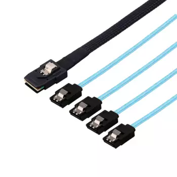Кабель LR-Link LM3MS010-SD-R, SFF-8087 ( mini SAS ) - 4xSATA , 80 см , черный (LRSF87ST-0.8M)