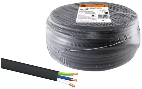 Кабель медный ВВГ / ВВГ-Пнг(А)-LS 3x2.5 мм бухта 100 м плоский черный Радиус (TR3126)