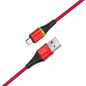 Кабель Micro USB 2.0(Bm)-USB 2.0(Am), 2.4A, 1.2м, красный Borofone Glory BU25