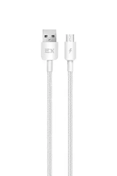 Кабель Micro USB 2.0(Bm)-USB 2.0(Am), 2.4A, 1м, белый Exployd Flow (EX-K-1254)