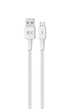 Кабель Micro USB 2.0(Bm)-USB 2.0(Am), 2.4A, 1м, белый Exployd Flow (EX-K-1278)