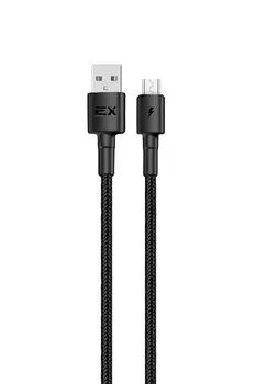 Кабель Micro USB 2.0(Bm)-USB 2.0(Am), 2.4A, 1м, черный Exployd Flow (EX-K-1277)