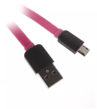 Кабель Micro USB-USB, плоский быстрая зарядка, 1м, розовый Continent (QCU-5102PN)