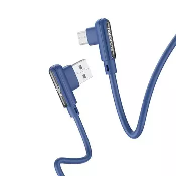 Кабель Micro USB 2.0(Bm)-USB 2.0(Am), угловой, 2.4A, 1м, синий Borofone Lucky BX58 (133833)