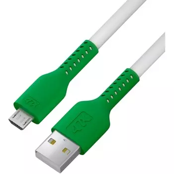 Кабель Micro USB (Am)-USB 2.0(Am), 1 м, белый/зеленый, 4PH (4PH-R90067)