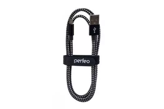 Кабель Micro USB-USB, 1м, белый/черный PERFEO (U4801 / 30010754)