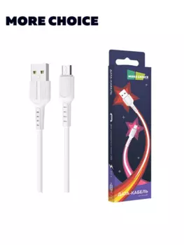 Кабель Micro USB-USB, 2A, 1м, белый MORE CHOICE K26m