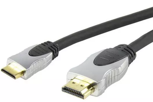 Кабель Mini HDMI(19M)-HDMI(19M) v1.4 4K, экранированный, 5 м, черный Buro (BHP-MINHDMI-5)