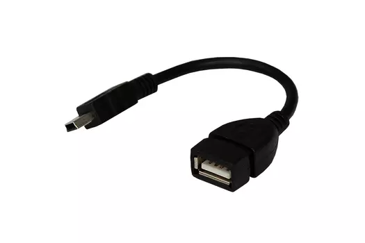 Кабель Mini USB 2.0(Bm)-USB 2.0(Am), 15см, черный REXANT (18-1181)