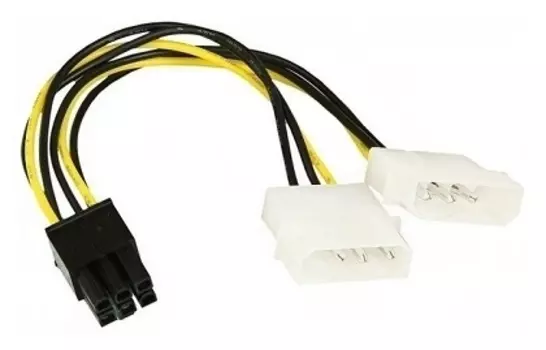 Кабель-переходник 2xMolex-PCI-E 6pin Bion , 15см, прямой (BXP-CC-PSU-6)