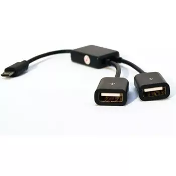 Кабель-переходник (адаптер) 2xUSB 2.0(Af)-Micro USB 2.0(Bm), OTG, черный KS-IS (KS-320)