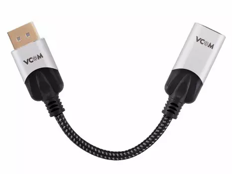Кабель-переходник (адаптер) DisplayPort(20M)-HDMI(19F) 4K, 15 см, черный/серебристый VCOM Premium CG621M (CG621M-0.15)