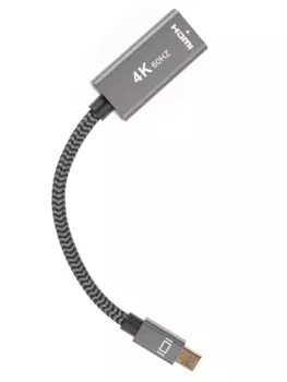 Кабель-переходник (адаптер) HDMI(19F)-Mini DisplayPort(M) 4K, 15 см, серебристый Telecom (TA565/CG616)