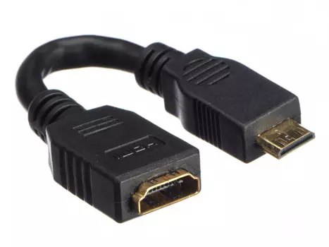 Кабель-переходник (адаптер) HDMI(19F)-Mini HDMI(19M), 10 см, черный Netko (52638)