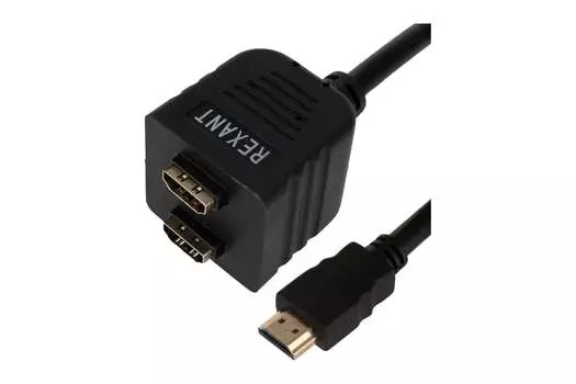 Кабель-переходник (адаптер) HDMI(19M)-2xHDMI(19F), 15 см, черный REXANT (17-6832)