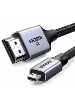 Кабель-переходник (адаптер) HDMI(19M)-micro HDMI (M) 4K/8K, экранированный, 2 м, серый UGREEN HD164 (15517)