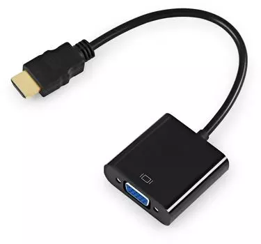 Кабель-переходник (адаптер) HDMI(19M)-VGA(15F), 10 см, черный KINGPRICE (KP-HDMI(M)-VGA(F))