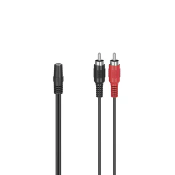 Кабель-переходник (адаптер) Jack 3.5mm(F)-2xRCA(M), 10см, черный Hama H-205186 (00205186)