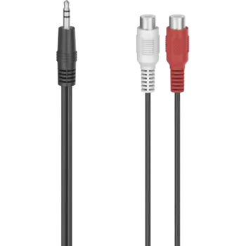 Кабель-переходник (адаптер) Jack 3.5mm(M)-2xRCA(F), 10см, черный Hama H-205185 (00205185)