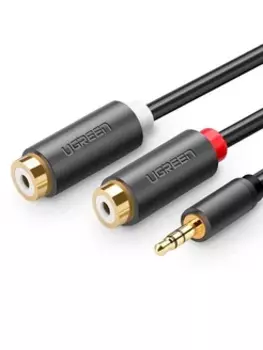 Кабель-переходник (адаптер) Jack 3.5mm(M)-2xRCA(F), 25 см, серый UGREEN AV109 (10547)