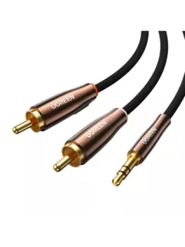 Кабель-переходник (адаптер) Jack 3.5mm(M)-2xRCA(M), экранированный, 1 м, черный UGREEN AV170 (80845)
