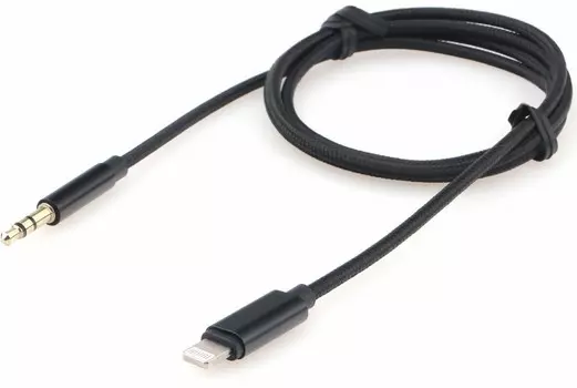 Кабель-переходник (адаптер) Lightning 8-pin(M)-Jack 3.5mm(M), 1 м, черный Cablexpert (CCAB-AP35M-1M-B)