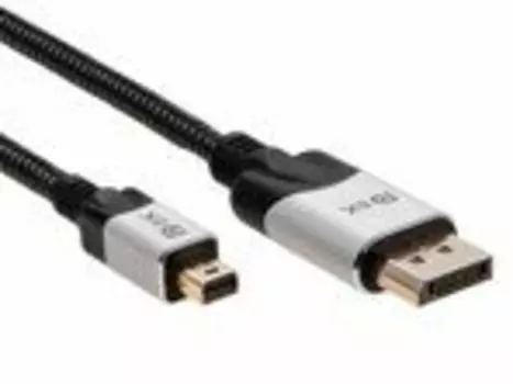 Кабель-переходник (адаптер) Mini DisplayPort(20M)-DisplayPort(20M) 1.4V 4K, 8K, экранированный, 1.8 м, черный VCOM (CG685 -1.8M)