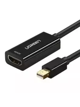 Кабель-переходник (адаптер) Mini DisplayPort(M)-HDMI(19F) 4K, экранированный, 18 см, черный UGREEN MD112 (40360)