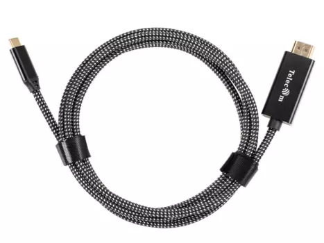 Кабель-переходник (адаптер) Type-C(M)-HDMI(19F) 4K, 1.8 м, черный Telecom (TCC015M-1.8M)