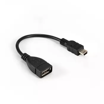 Кабель USB(Af)-Mini USB(Bm), OTG, 15 см, черный, Exegate EX-OTG-USB2-AFminiBM5P-0.15 (EX294759RUS)