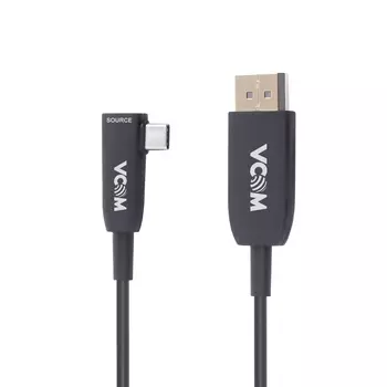 Кабель-переходник (адаптер) USB Type-C(M)-DisplayPort(19M) прямой/угловой v1.4 4K, экранированный, 5 м, черный VCOM D3752A (D3752A-5.0)