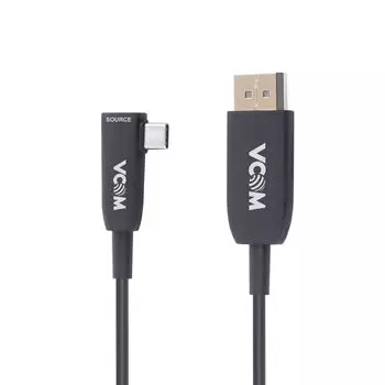 Кабель-переходник (адаптер) USB Type-C(M)-DisplayPort(19M) прямой/угловой v1.4 4K, экранированный, 10 м, черный VCOM D3752A (D3752A-10.0)
