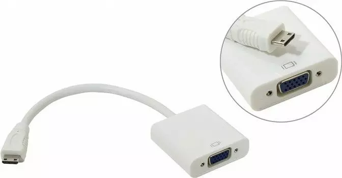 Кабель-переходник miniHDMI(19m)-VGA(15F), Telecom, 0.15m (TA592)