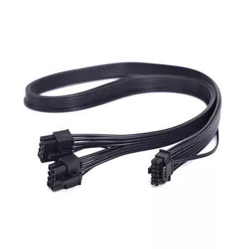 Кабель-переходник питания (адаптер) 2x8-pin PCI-E-16-pin (12+4) PCI-E Silverstone, 55 см, прямой, для видеокарты, черный (G56PP14EPS00020)