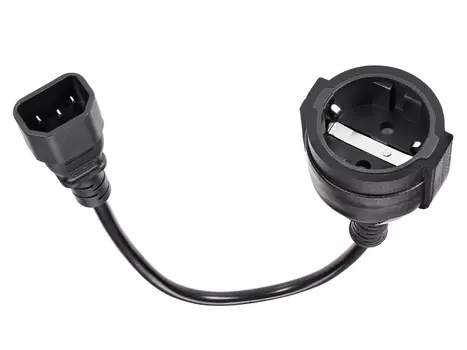 Кабель-переходник питания (адаптер) Schuko (Euro)(F)-IEC-320-C14, 7А, 15 см, черный Telecom TE002 (TE002-CU0.75-0.15M)