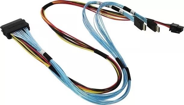 Кабель-переходник SuperMicro CBL-SAST-0950, 2 x OCuLink (SFF-8611) - SFF-8639 (U.2), голубой (CBL-SAST-0950)