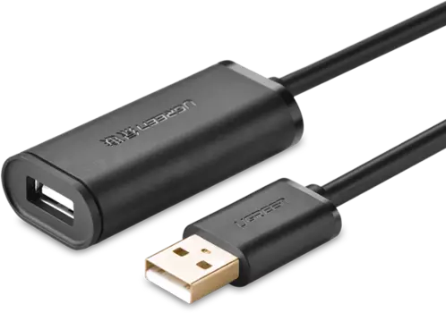 Кабель-удлинитель USB(Am)-USB(Af), экранированный, 10 м, черный, UGREEN US121 (10321)