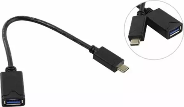 Кабель USB(Af)-USB Type-C(m), OTG, 20 см, черный, 5bites (TC304-02OTG)