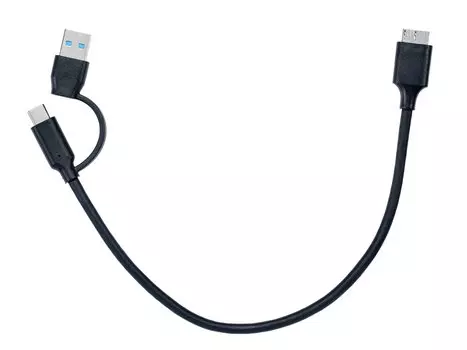 Кабель USB 3.0(Bm)-USB 3.1 Type-C(m)+USB 3.1 A(m), 30 см, черный, Telecom TUS714-0.3M (TUS714-0.3M)
