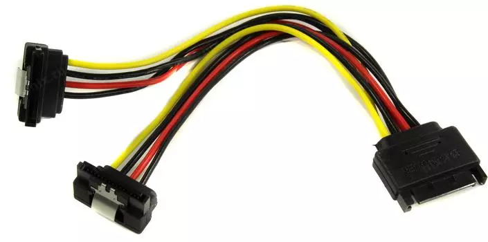 Кабель-разветвитель питания SATA 15-pin(M)-2xSATA 15-pin(F) Vention, 15 см, прямой/угловой (KDBBB)