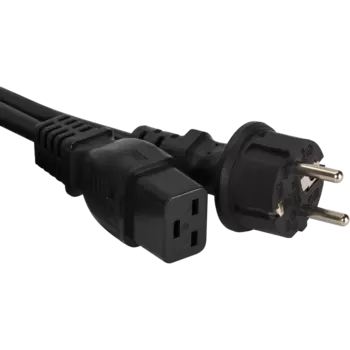 Кабель питания C19-Schuko (Euro)(M), 16А, 50 см, черный, Lanmaster (LAN-PP19/SH-0.5-BK)