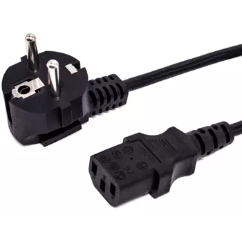 Кабель питания Europlug(M)-IEC-320-C13 угловая вилка/прямой штекер, 6А, 1.8 м, черный Fillum (FL-PC6-EU-C13-1.8M)